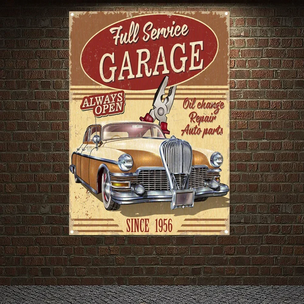 Auto Repair Shop Open - Toujours ouvert - Affiche murale vintage