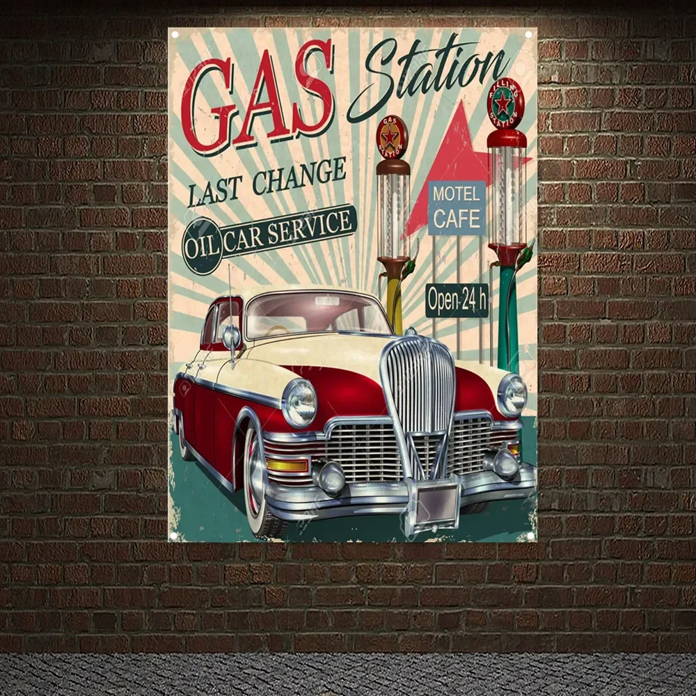 Auto Repair Shop Open - Affiche vintage pour service et réparation